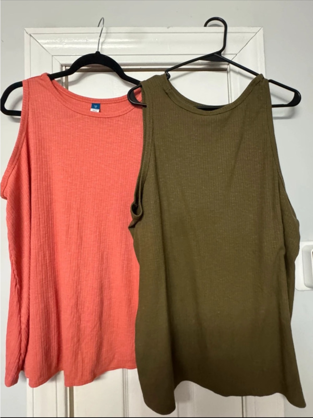 Old Navy Ribbed Tank Tops in Coral and Olive